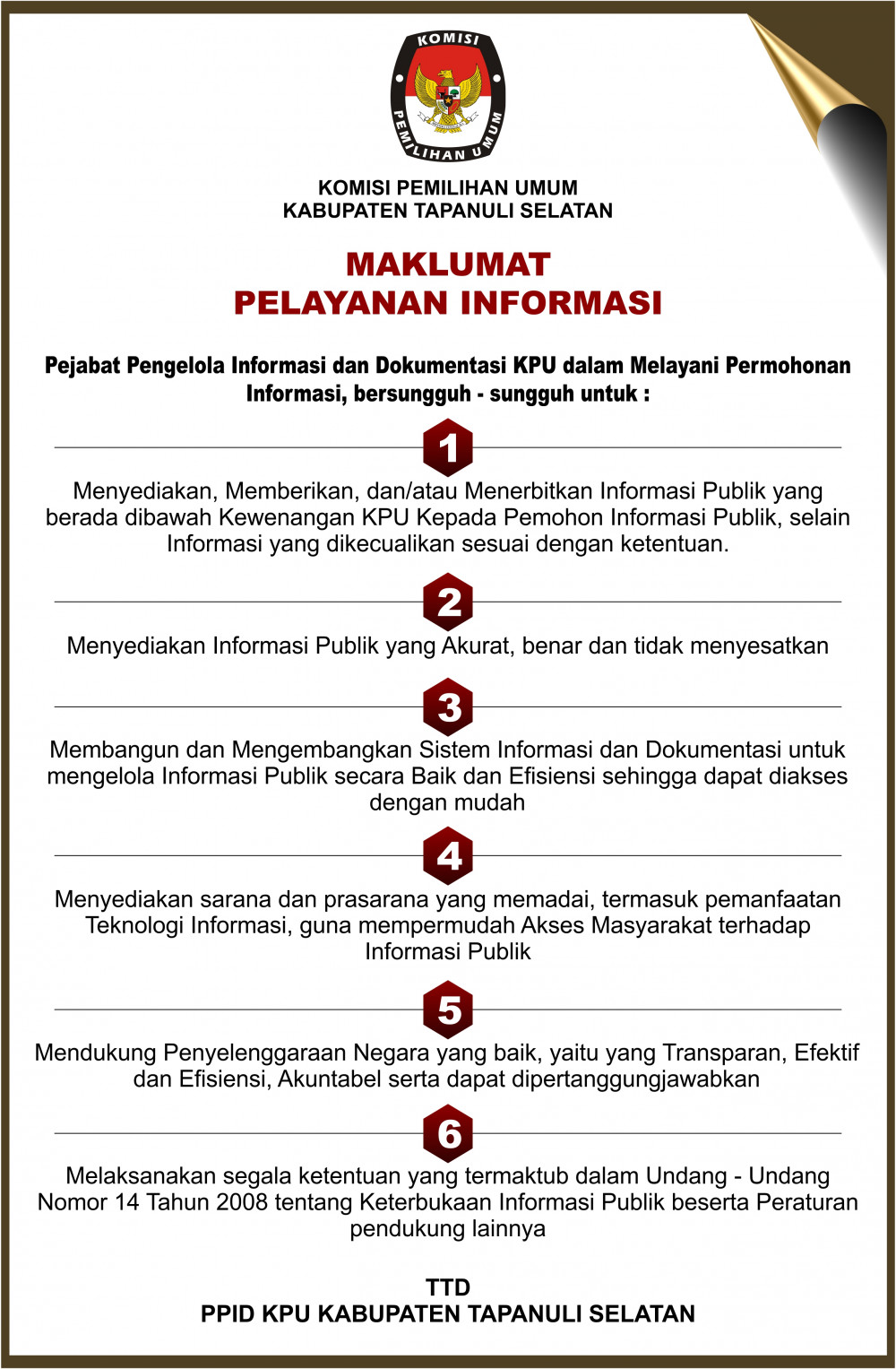 MAKLUMAT INFORMASI KPU KABUPATEN TAPANULI SELATAN