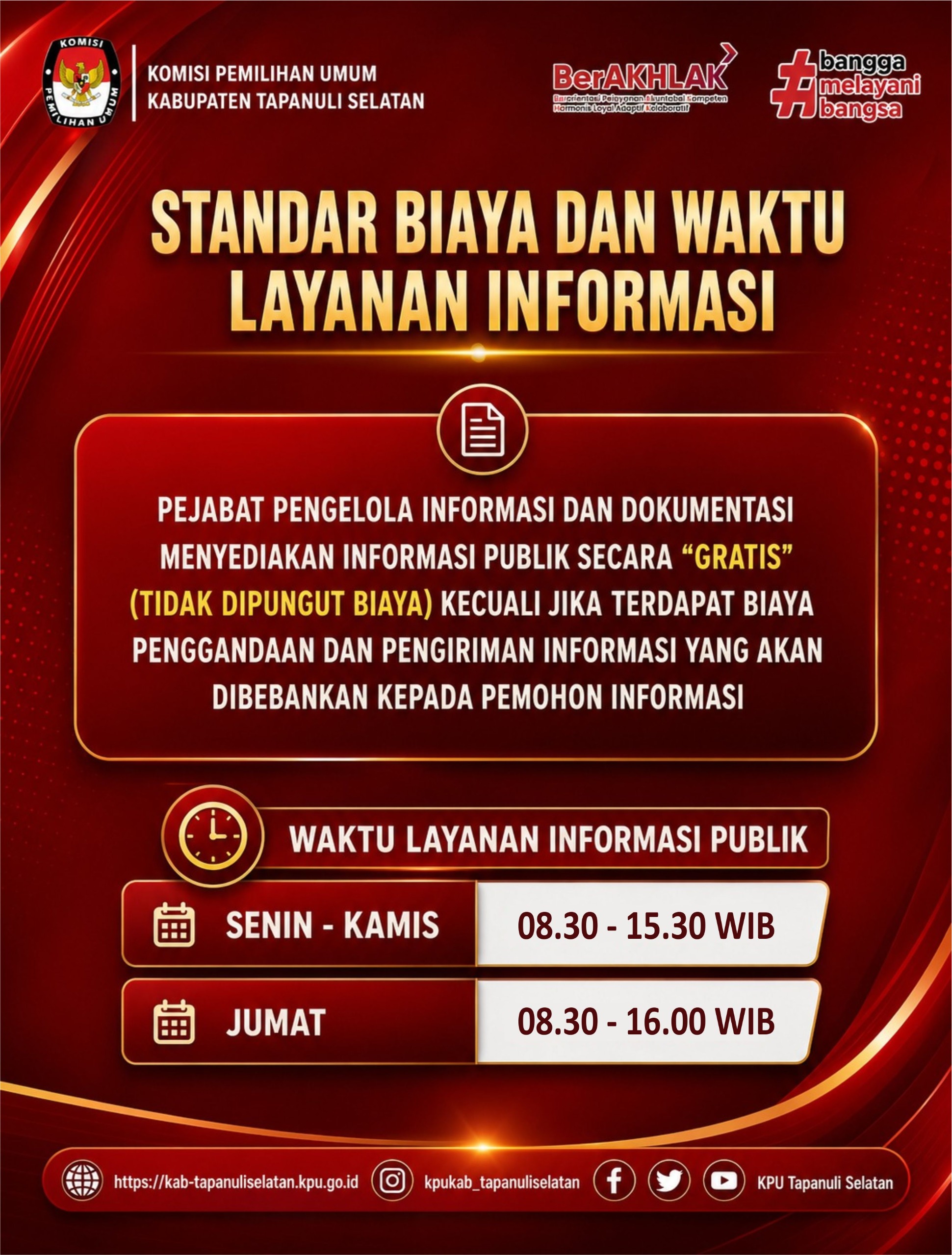 Standar Biaya dan Waktu Layanan Informasi