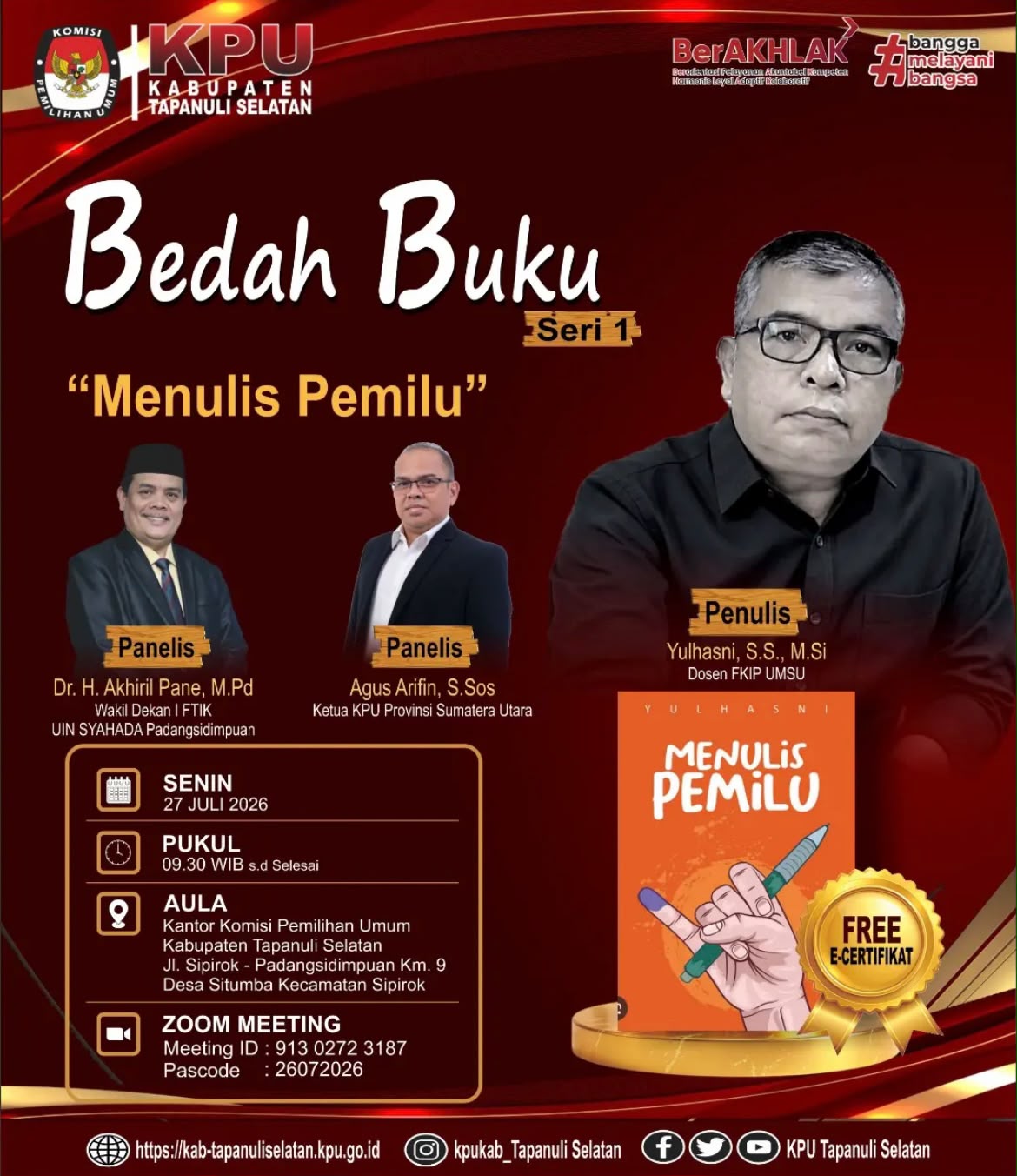 KPU Kabupaten Tapanuli Selatan Melaksanakan Bedah Buku Seri I "Menulis Pemilu"